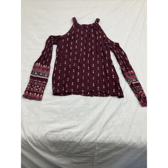 Hollister Tops - Hollister Top Women's S Burgundy Flower Pattern Long Sleeve